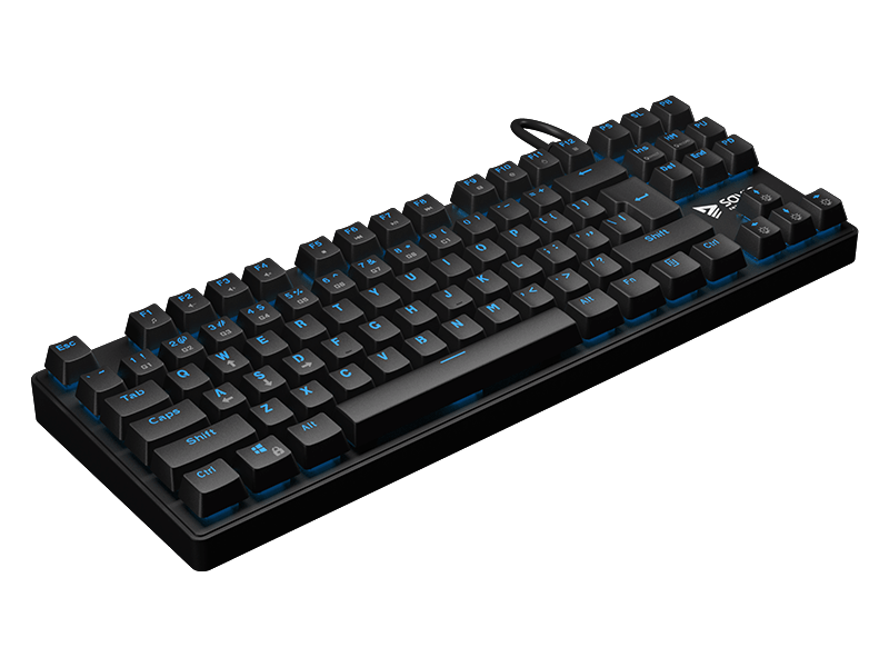 black mechanical keyboard with blue lights