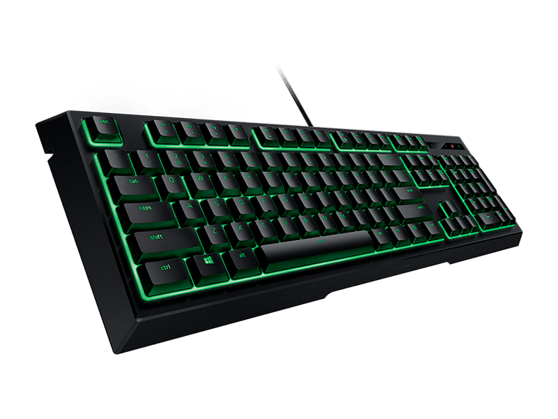 black mechanical keyboard with green lights