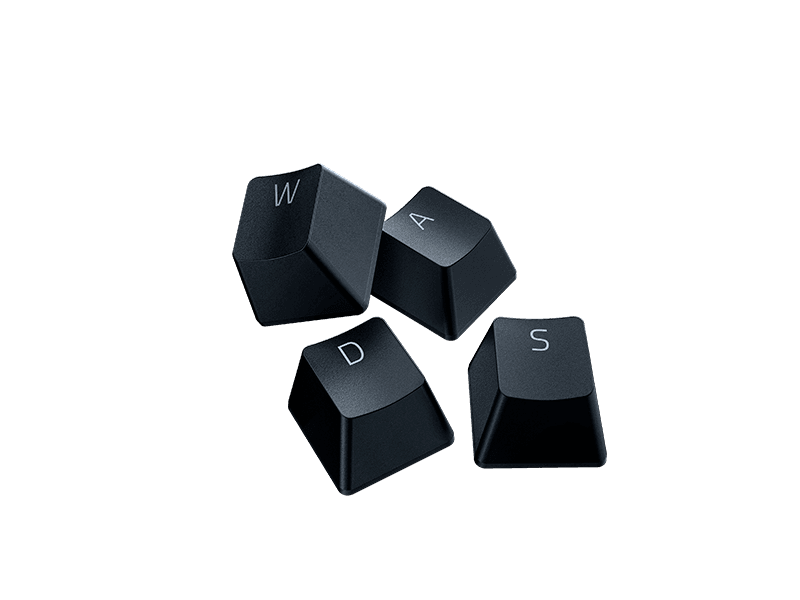 four black keycaps next to each other